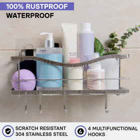 KINCMAX Premium Shower Caddy easy-adhesive-install simplifies bathroom setup.