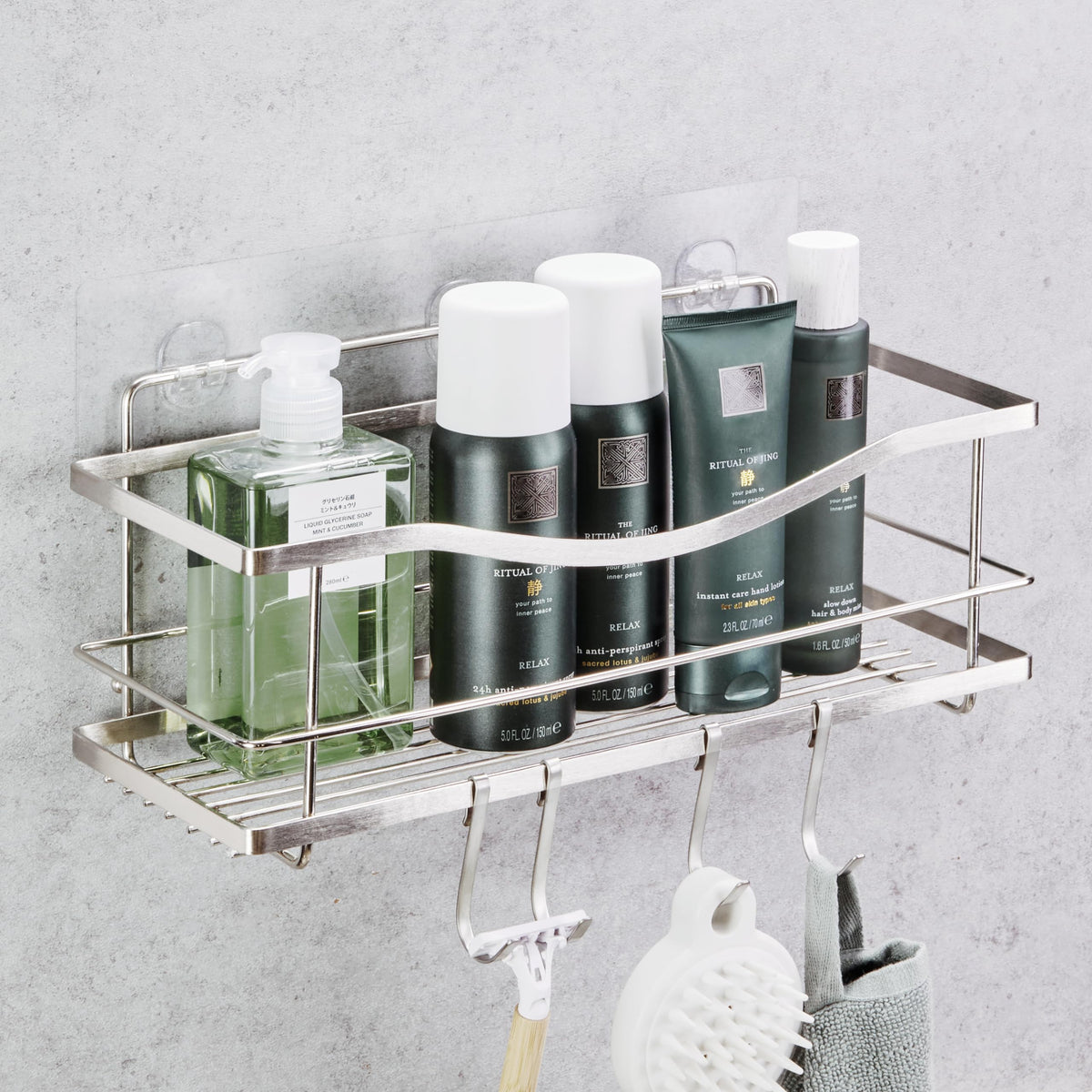 KINCMAX Premium Shower Caddy rustproof stainless steel for durable bathroom storage.