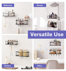 KINCMAX rustproof 2-pack racks hold essentials without wall damage.