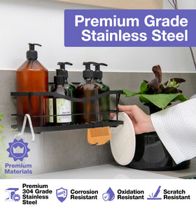KINCMAX stainless steel shower rack with no-drill design keeps the bathroom organized.