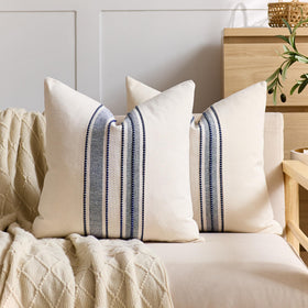 KINDREX striped linen throw pillow cover front view enhances living room style