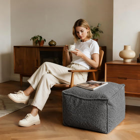 Removable, machine-washable cover keeps the bouclé look tidy and fresh.