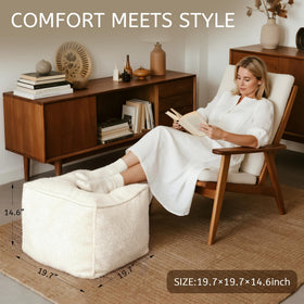 Kinevoli Square Pouf Foam Chunk Fill delivers plush support for feet and lounging.