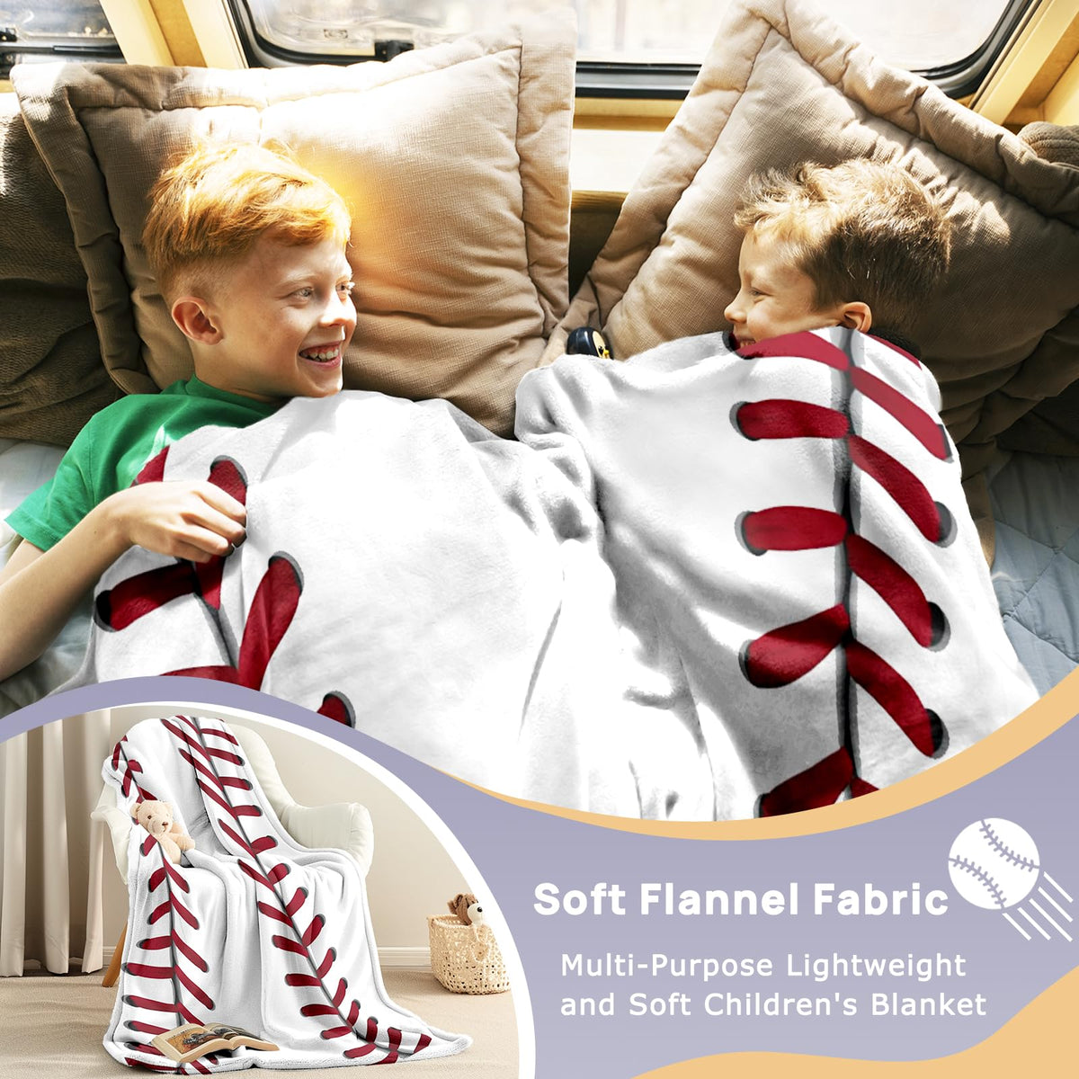 KING DARE baseball blanket machine washable for easy care.