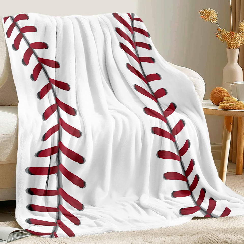 KING DARE baseball blanket close-up of soft fleece for cozy warmth.