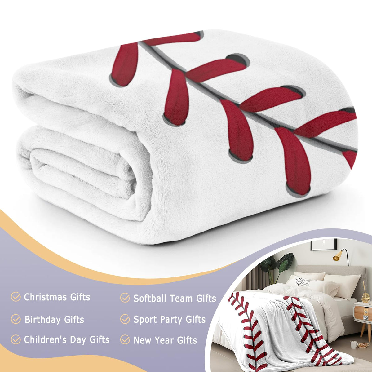 KING DARE baseball blanket perfect for travel and in-transit warmth.