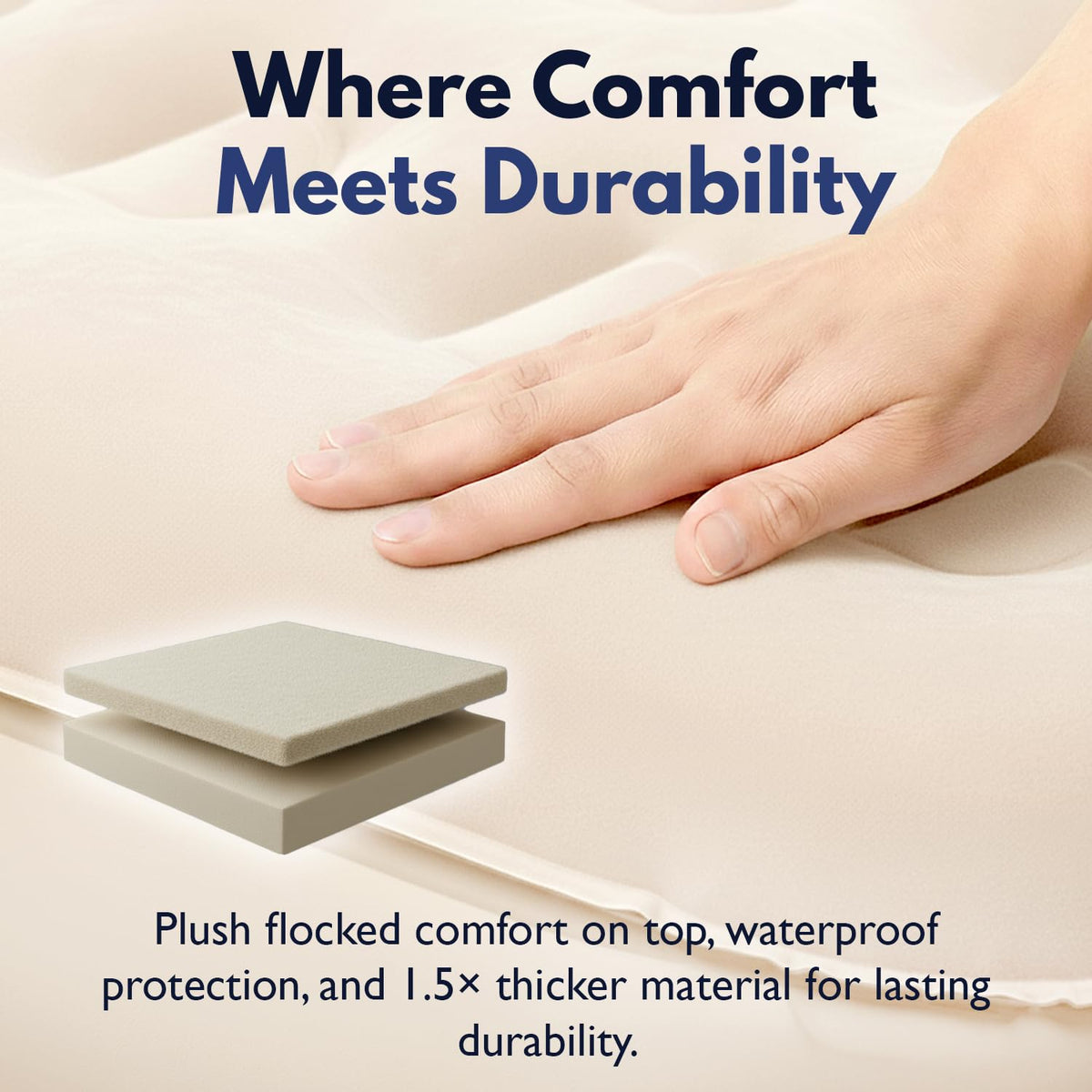 King Koil suede-top surface keeps sheets in place for a neat bed.