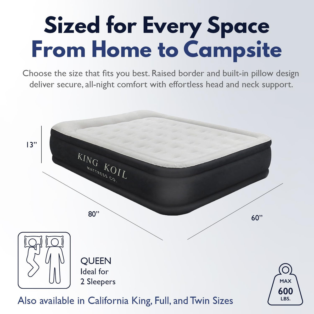 King Koil built-in pump inflates quickly for quick setup during travel