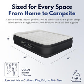 King Koil built-in pump inflates quickly for quick setup during travel