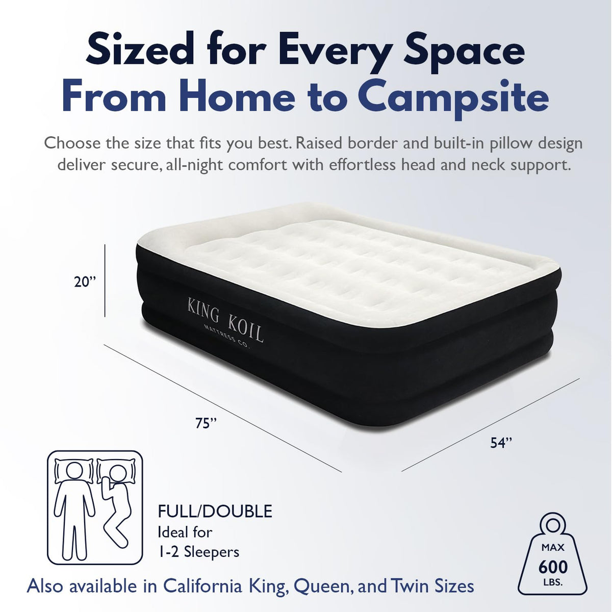 King Koil airbed pillow-top close-up, soft and cushioned for sleeping