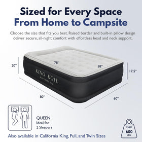 King Koil airbed with built-in pump in use, quick inflation for busy evenings