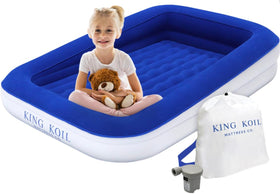 King Koil luxury toddler airbed blue provides cozy sleep during trips