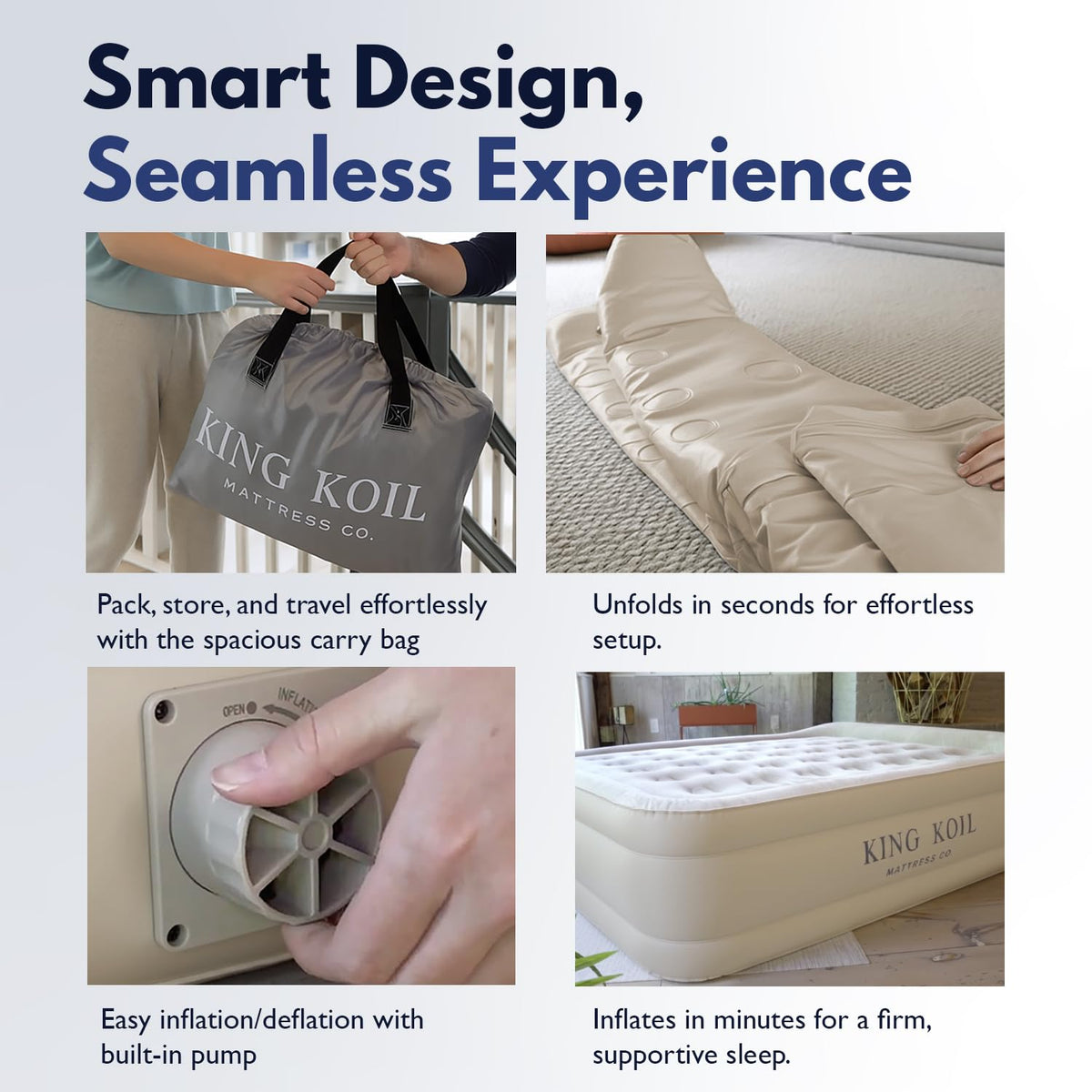 Patch kit included for quick repairs on the King Koil air mattress
