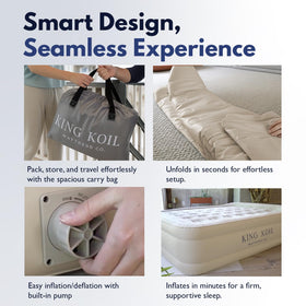 King Koil twin air mattress supports up to 350 lbs.
