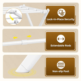 KINGBOARD 11-pole extended setup provides full drying area.