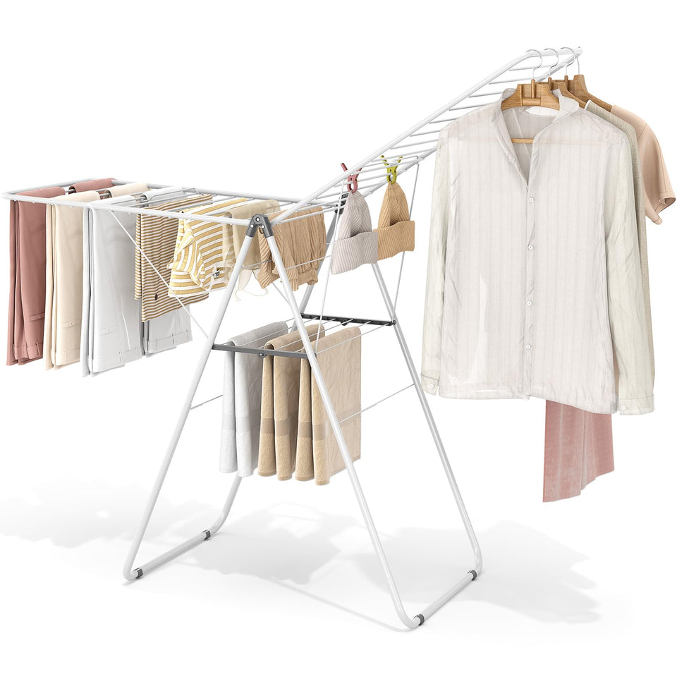 KINGBOARD folding drying rack front view for compact storage and sturdy daily use.