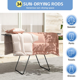 KINGBOARD metal laundry rack for indoor or outdoor use, sturdy and weather-friendly.