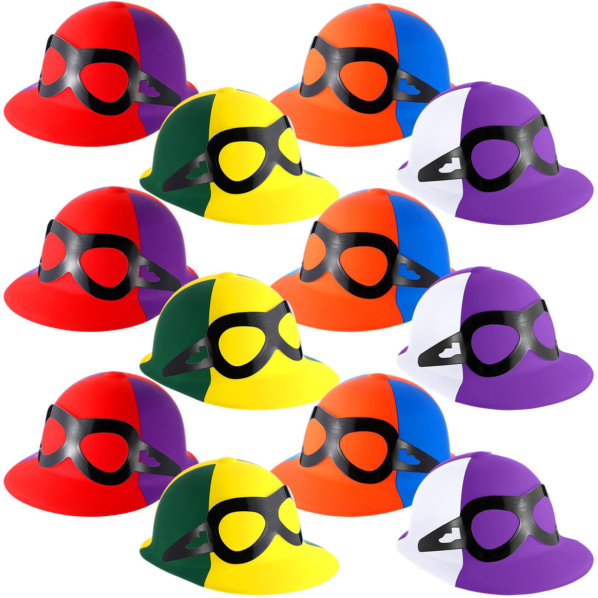 Kingdder multicolor jockey helmets with goggles for derby party fun