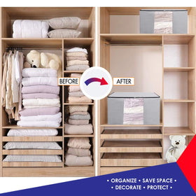 Close-up of tote fabric and clear window for easy access and organization.