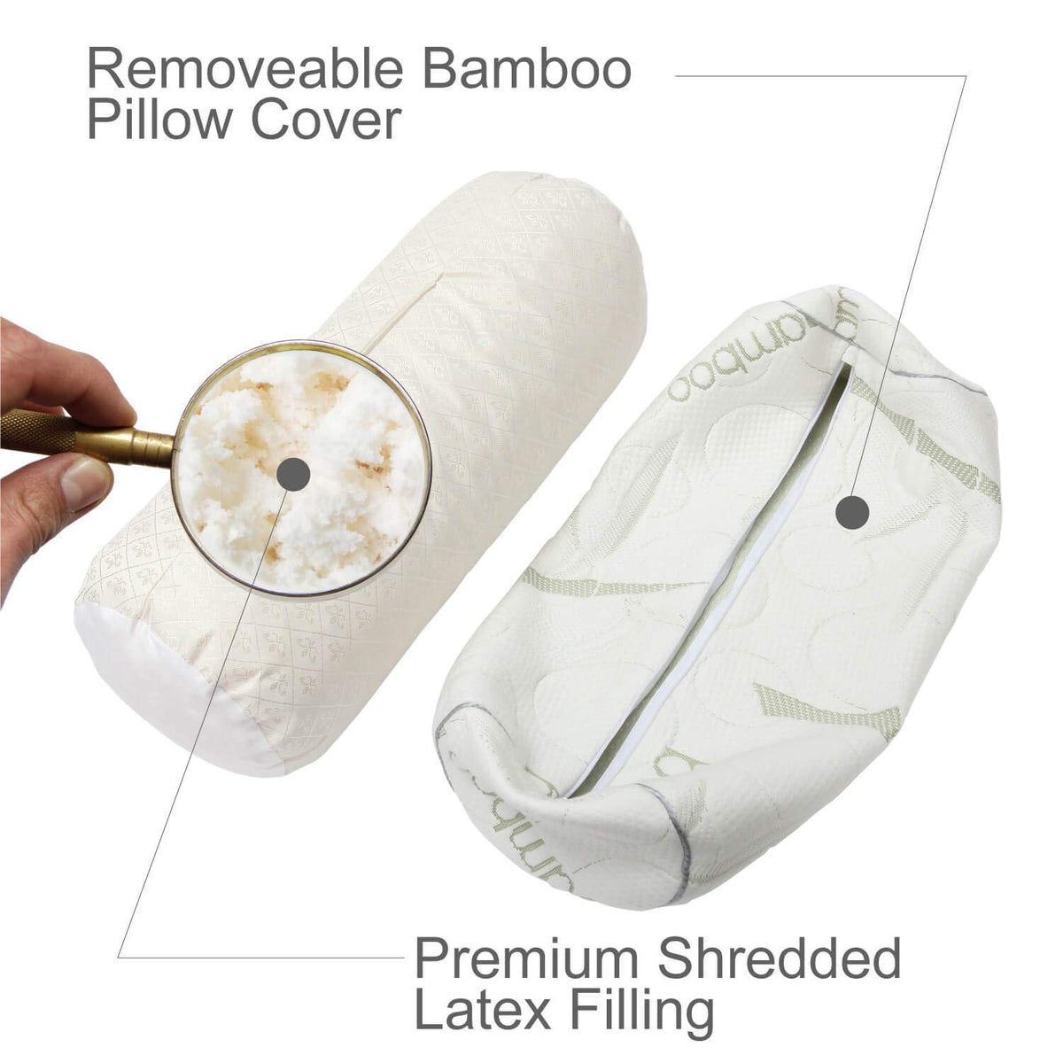 Kingnex Bolster Roll Pillow removable cover shown for easy cleaning