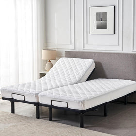 Kingnex elastic edge stretch skirt fits up to 18 inches for deep mattresses.