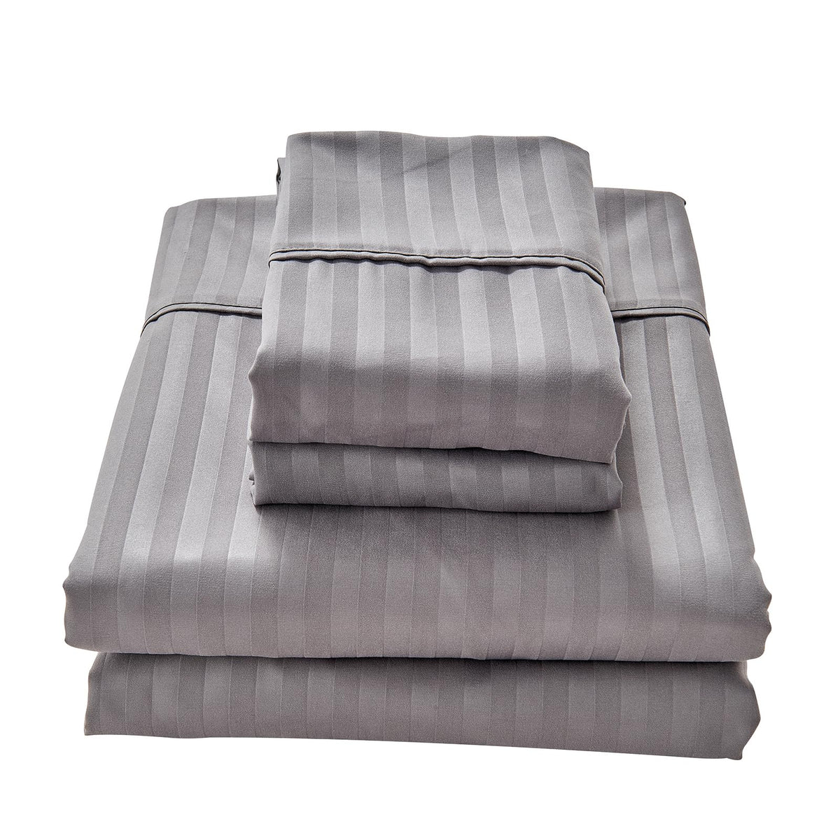 Kingnex gray sheets closeup shows muted tone and soft sheen.