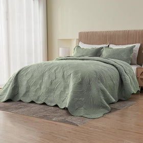 Kingnex scalloped edges with geometric floral pattern on bedspread
