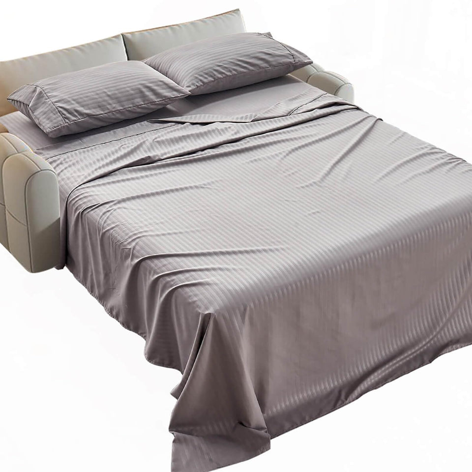 Kingnex striped sofa bed sheets queen set on a sleeper sofa for easy-care style.
