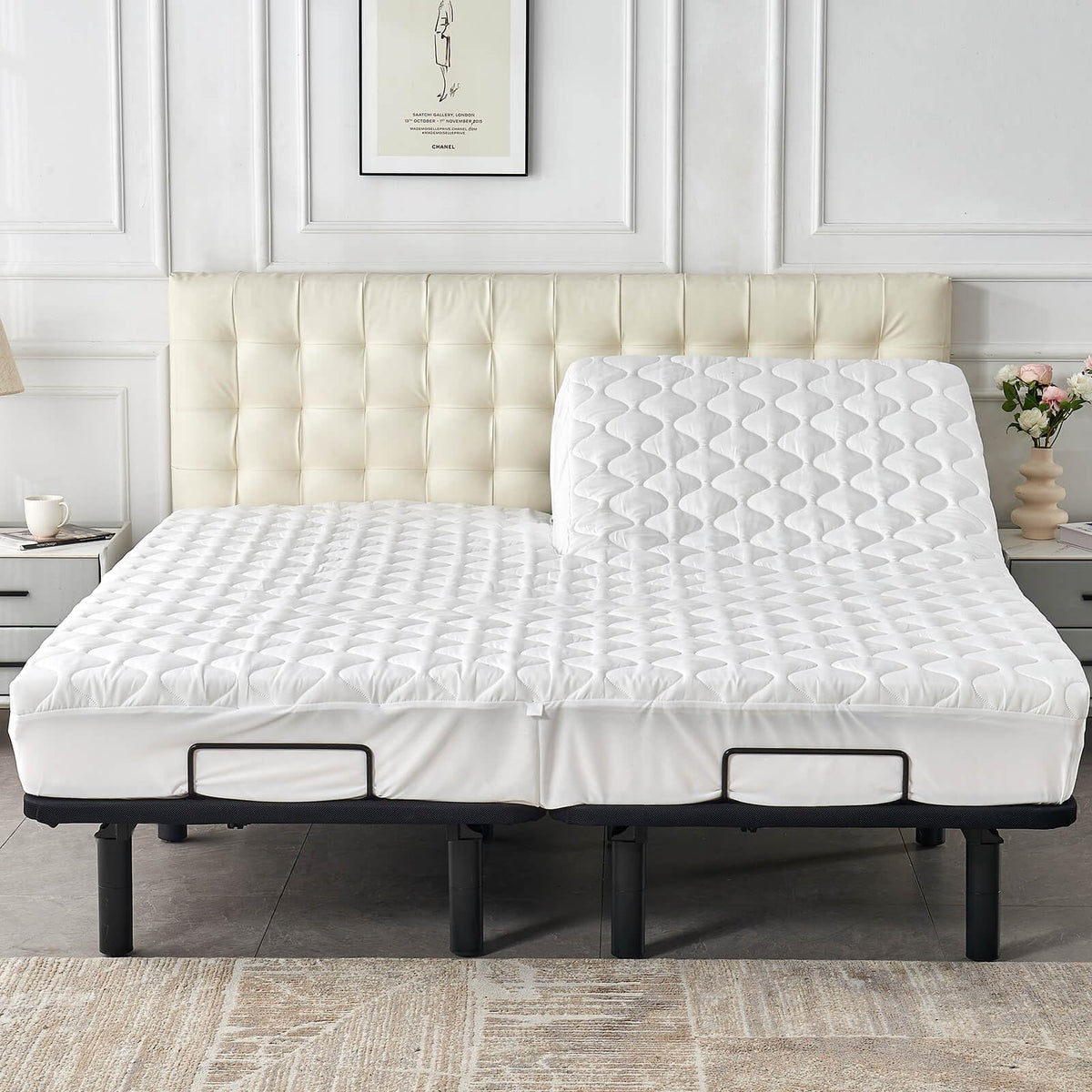 Kingnex upper-flex design visible, ensuring secure fit on adjustable beds for a steadier night