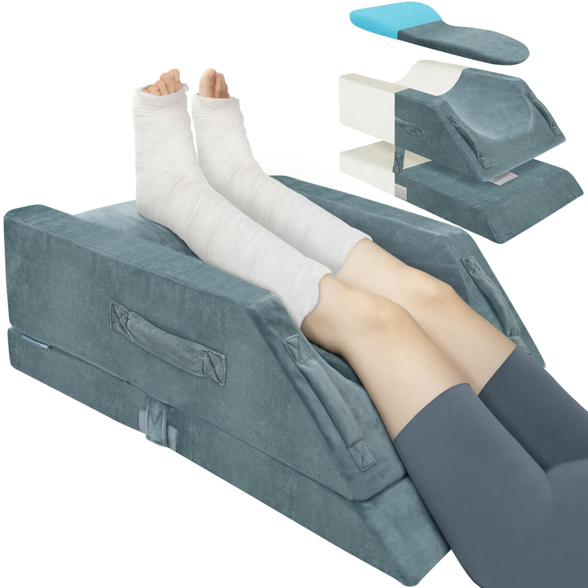 KingPavonini 4-height leg elevation pillow assembled for versatile rest.