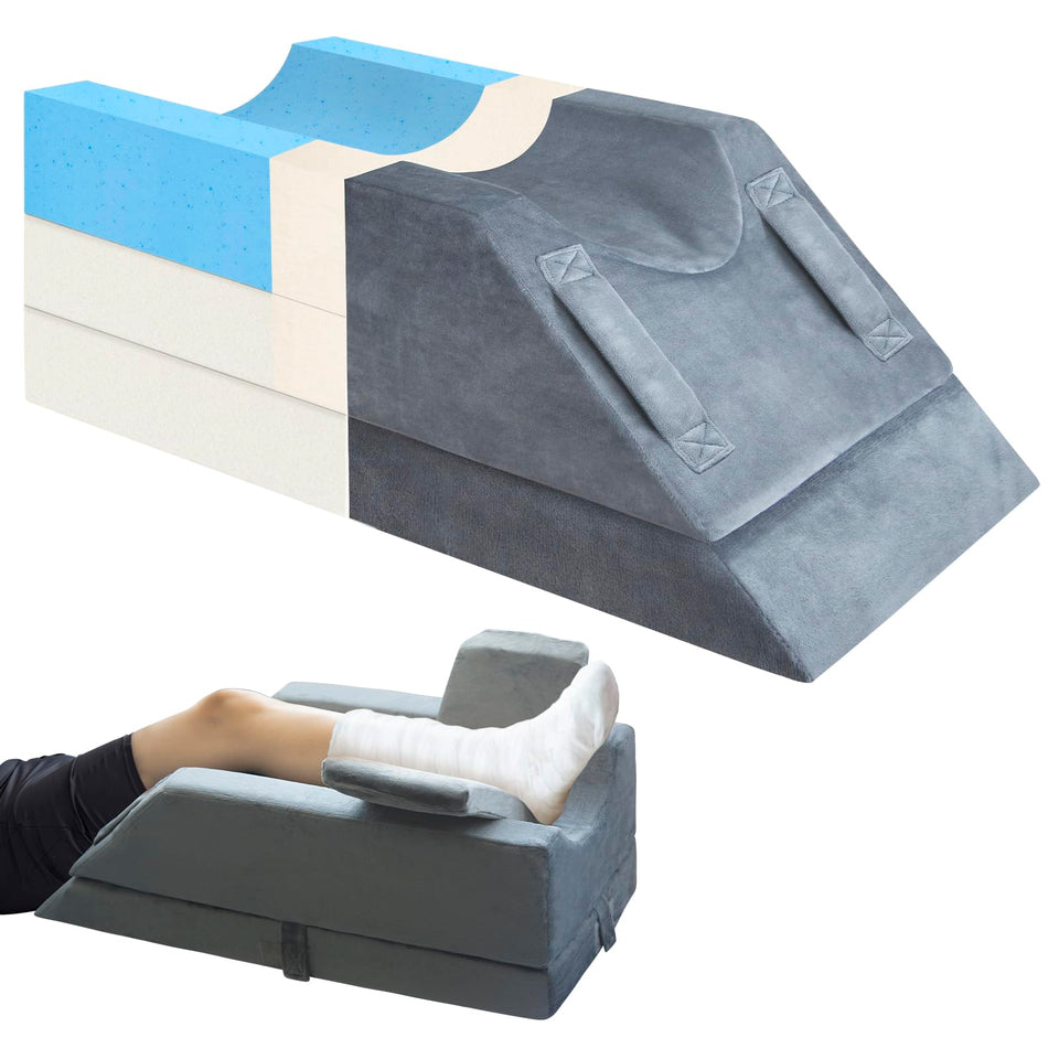 KingPavonini four-height leg elevation pillow shown for customizable leg support during rest