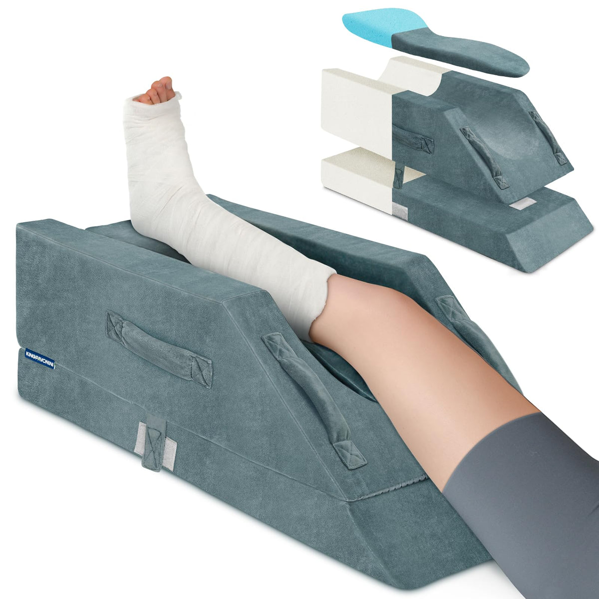 KingPavonini leg elevation pillow with four height options for customizable lift.