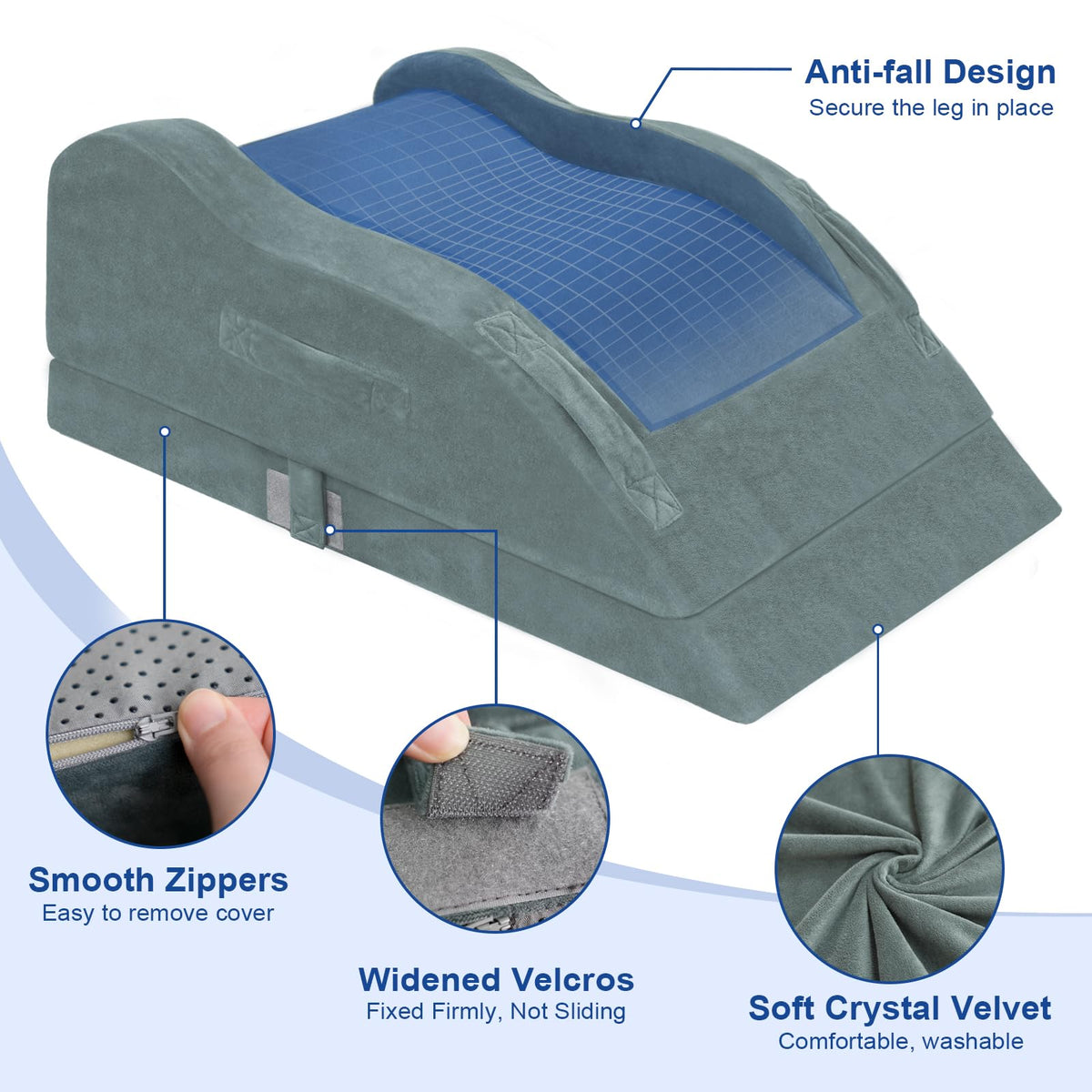 KingPavonini leg elevation pillow used for resting on bed or sofa.