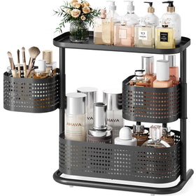 Kingrack 3-tier rotating bathroom organizer for easy access to toiletries.