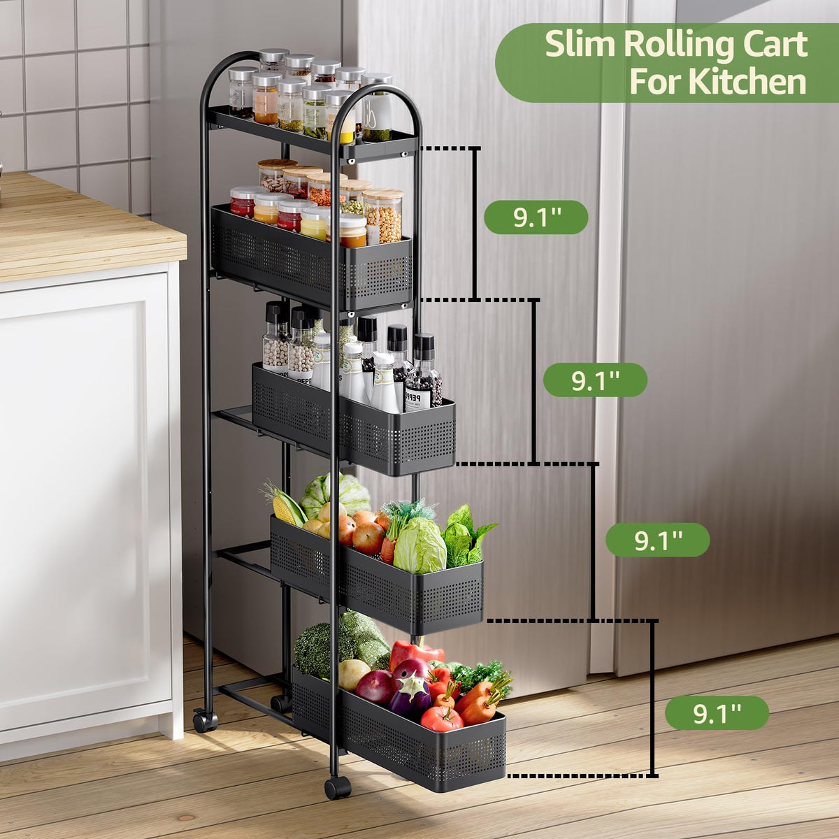 Kingrack slim cart craft-room perfect for art supplies and sewing.