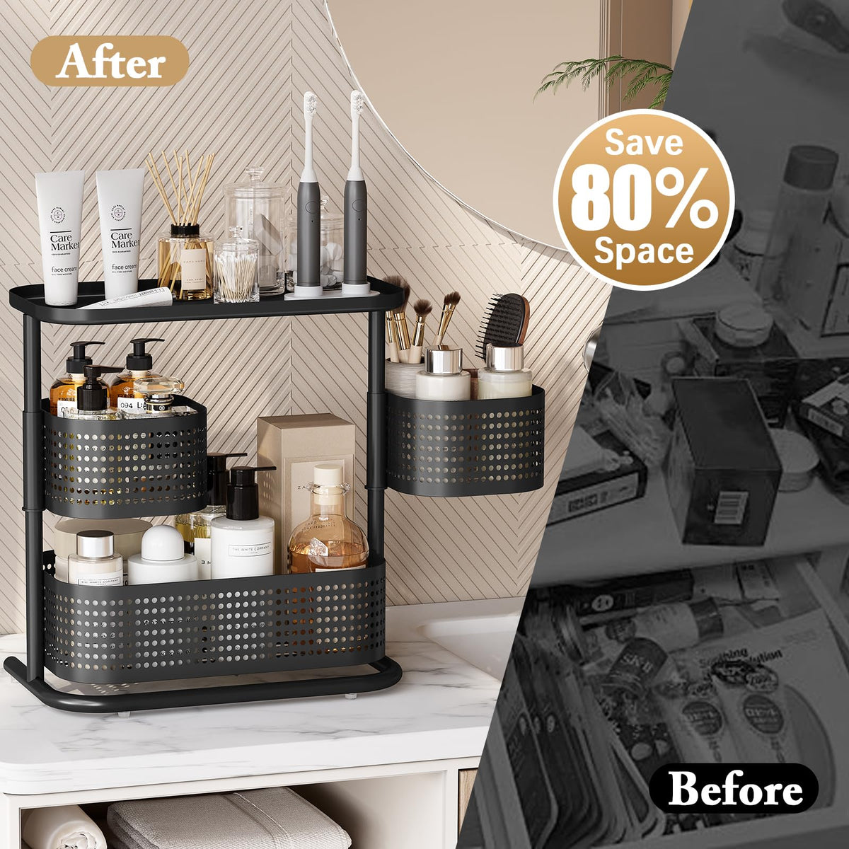Kingrack spice rack on countertop displaying tall bottles securely.