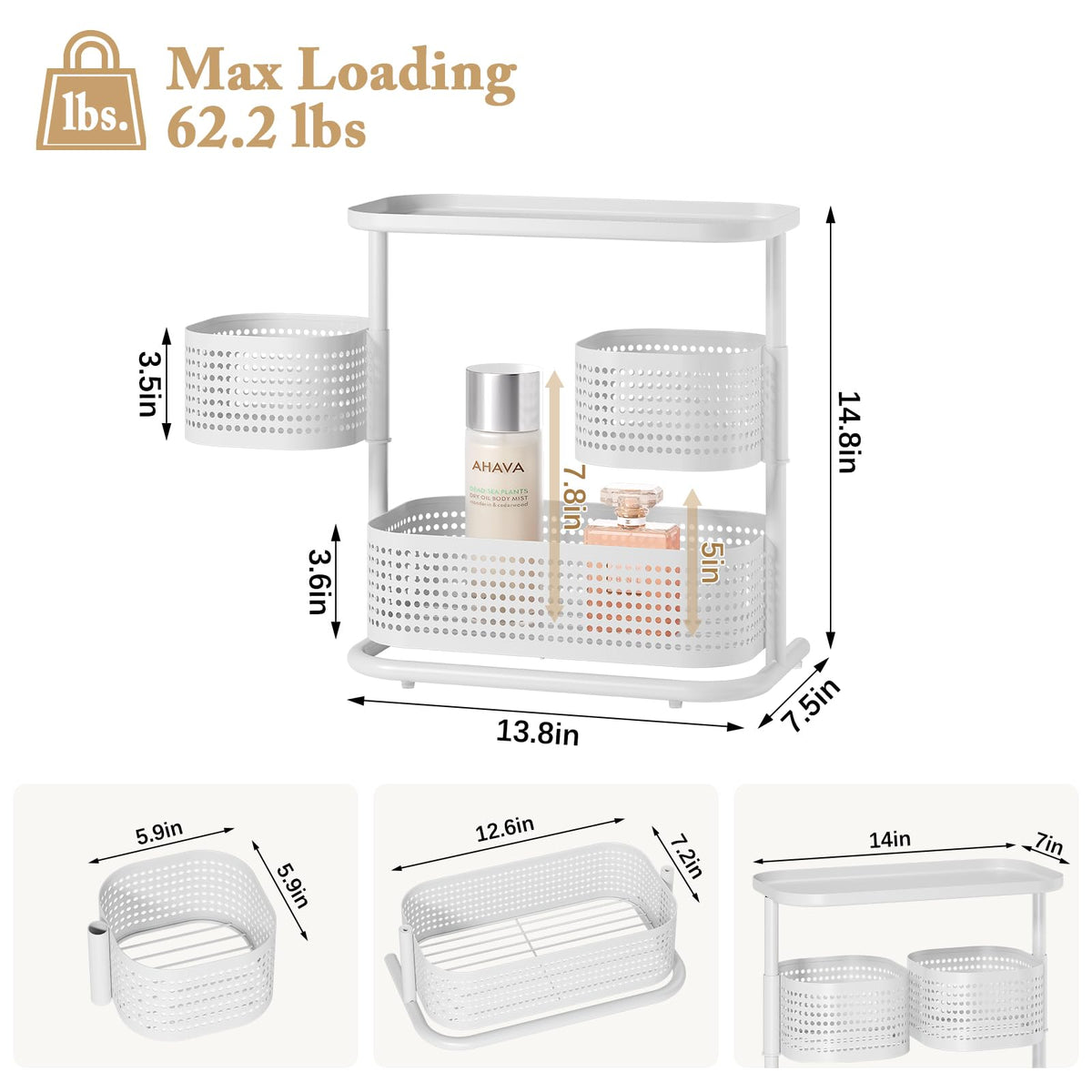 Kingrack vanity tray with 360-degree rotation offering quick access to daily skincare routines