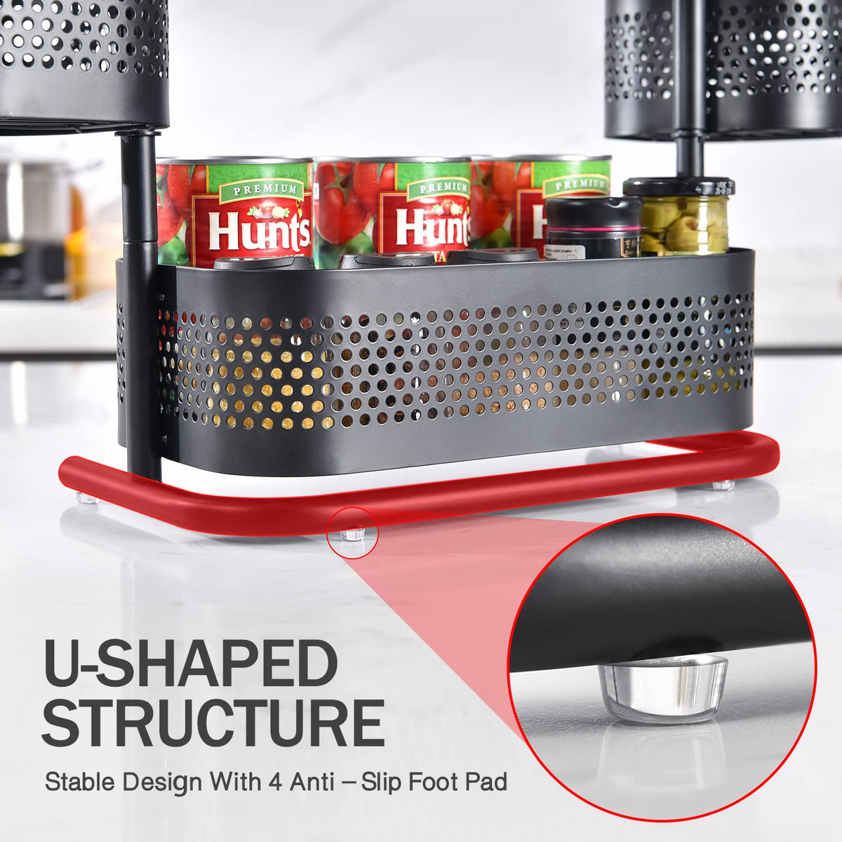 Kingrack vanity organizer for brushes and perfumes with raised edges.