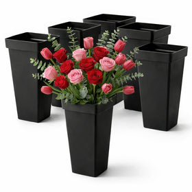 Kingrol 6-pack tall black square flower buckets for stable centerpieces.
