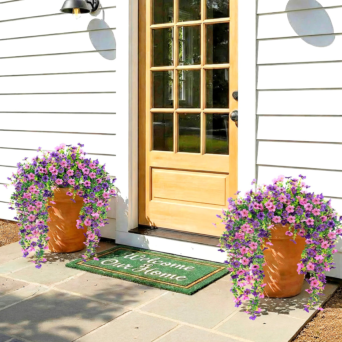 Kingsboomy front door balcony decor creates an inviting entry focal point.