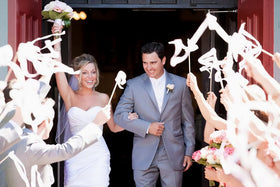 Kingsnow wedding ribbon wands white lace for graceful ceremony photos.