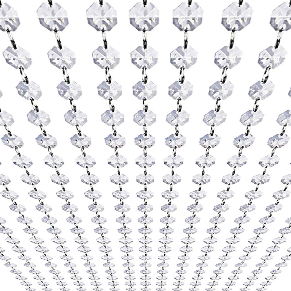 KinHom 99ft acrylic crystal garland with 14mm octagon beads for sparkling decor.