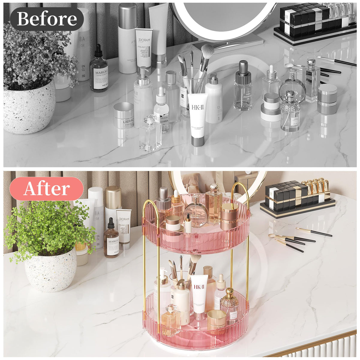 Kinkota gold metal frame adds chic durability to vanity spaces