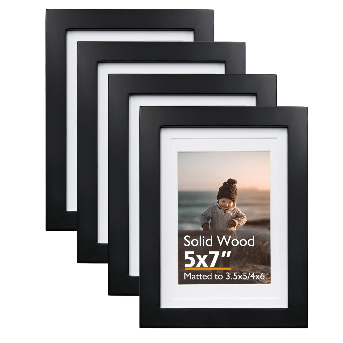 KINLINK 5x7 black wood frame front view displays photos clearly.