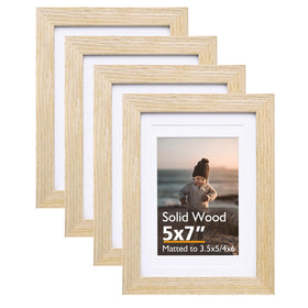 Kinlink 5x7 natural wood frame with curved bevel enhances wall display.
