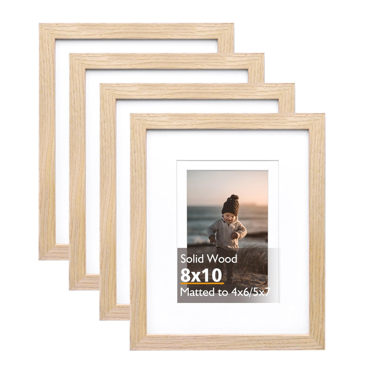 KINLINK 8x10 frame with natural bevel highlights wood grain for timeless wall or shelf display