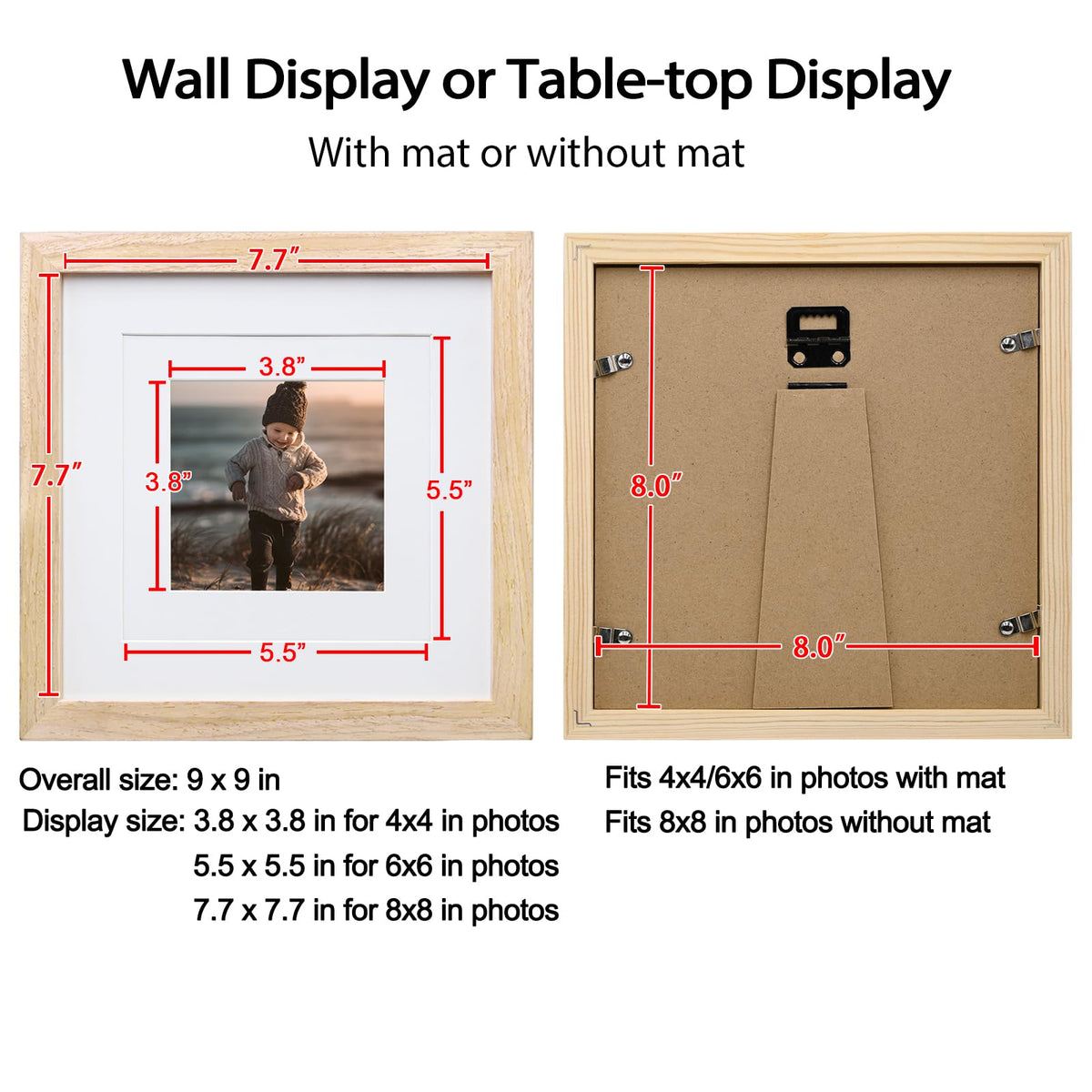 KINLINK 8x8 frame without mat highlights full photo clarity.