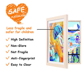 Solid wood Kinlink frame with clear acrylic front protects art