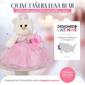 KINNEX Quinceañera bear tiara: adds sparkle to gift displays and photo moments.