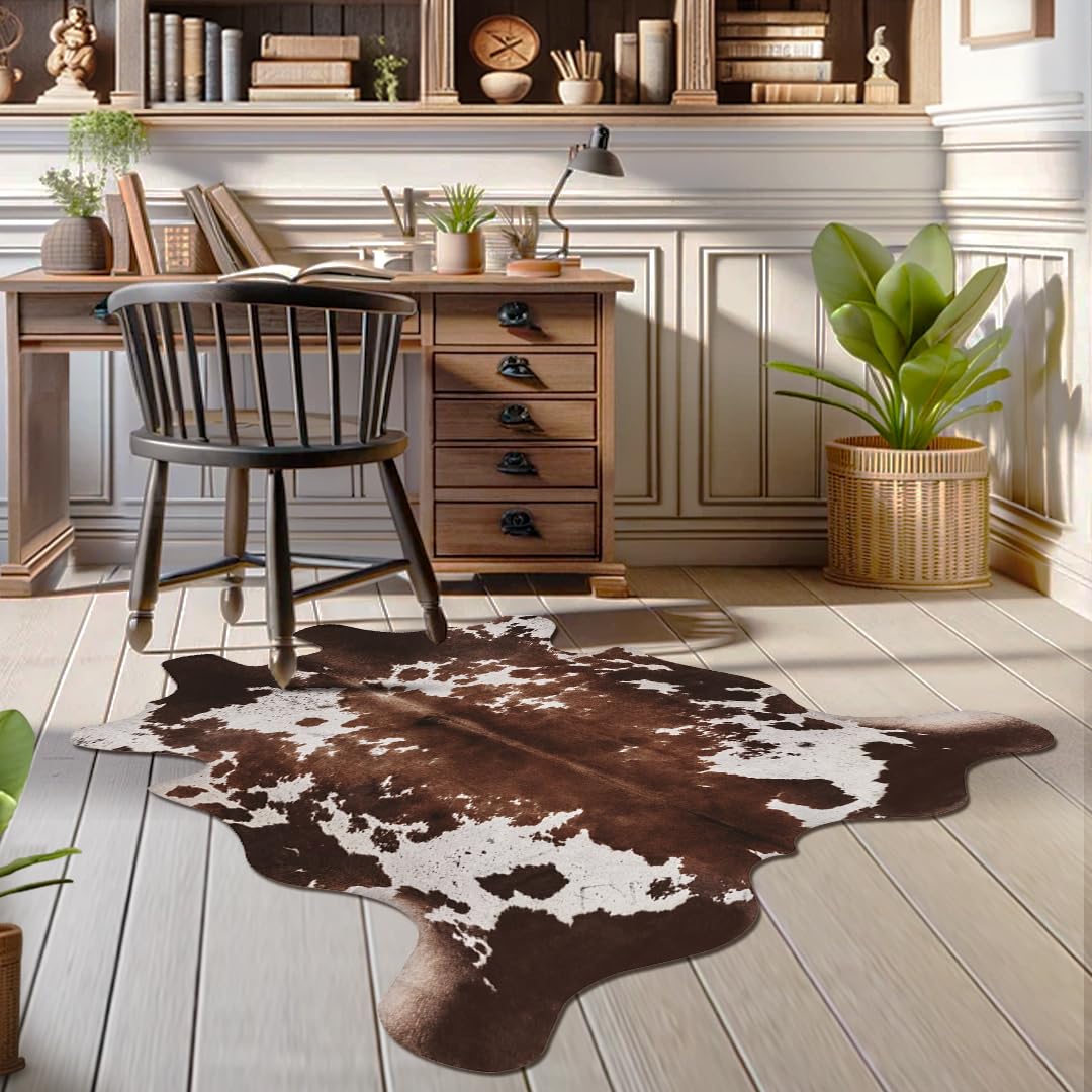 KINOGIC faux cowhide rug easy clean surface for quick maintenance.
